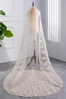 3m meter ivorywhitechampagne wedding veils long lace edge bridal veil with comb wedding accessories