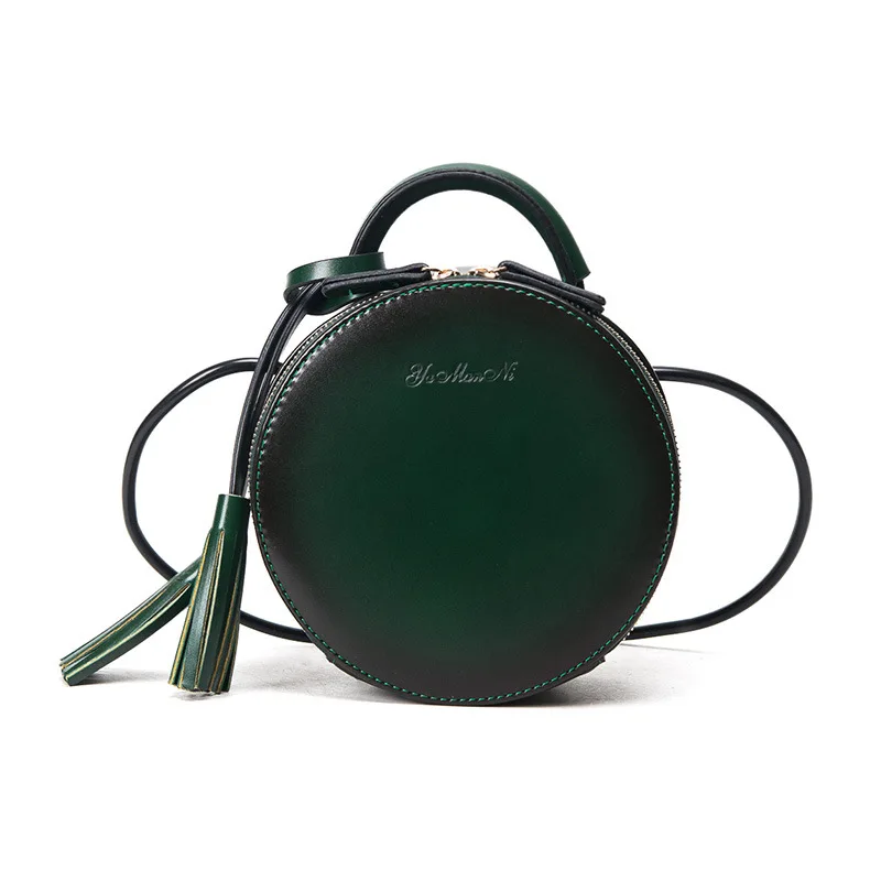 Новинка 2019 Брендовые женские сумки через плечо круглая сумка с кисточками на