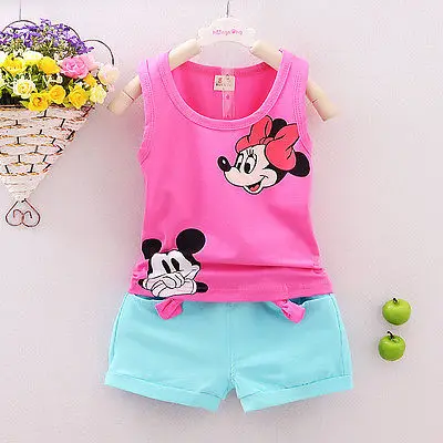 Летний милый комплект из 2 предметов с героями мультфильмов для маленьких