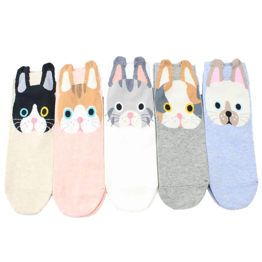 [EIOISAPRA] Милые мопса носки со смешным рисунком для женщин стерео уши собака жизни