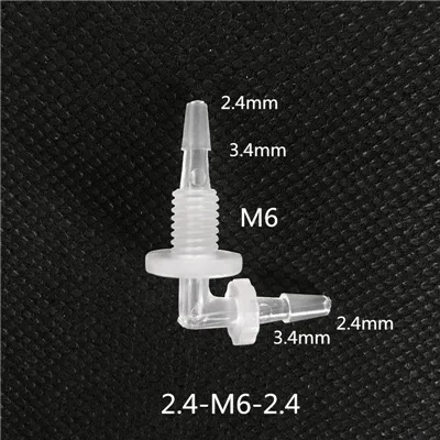 2.4-M6-2.4mm 1 шт. 2,4 мм-11,1 мм Пластиковые резьбовые 90 градусов коленчатые соединители для аквариумная система(отправить с гайкой - Цвет: 2.4-M6-2.4mm