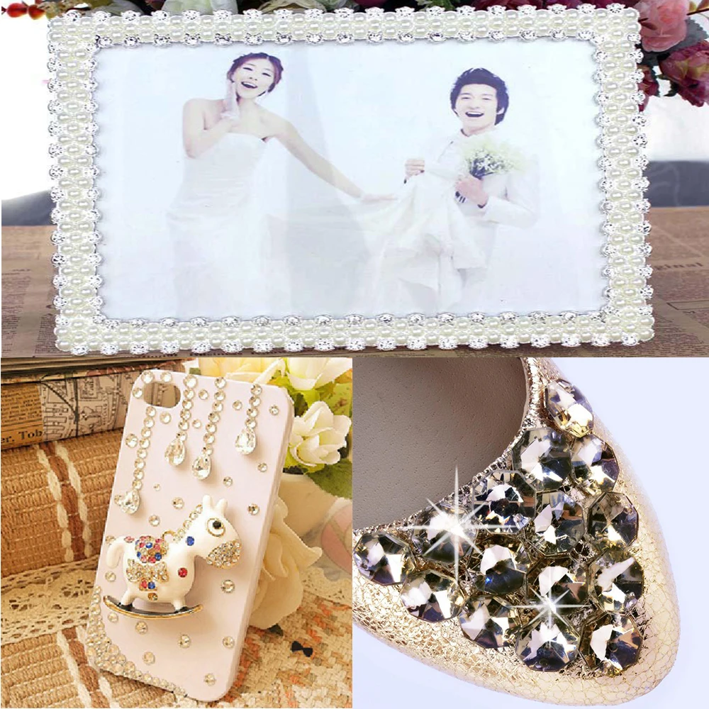 

Cheer Bows White Crystal Rhinestones DIY Clothes Clear Stick-on Beads Glass Decorative Rhinestones Applique Crafts 6mm 300pcs