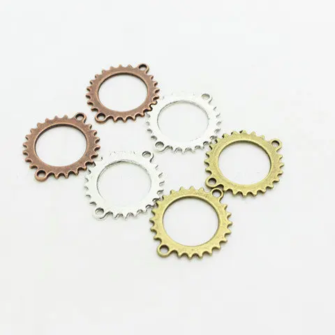 

Sweet Bell 50 шт./лот 24*28 мм два цвета винтажный сплав Gear Charm Jewelry коннекторы фурнитура подходит для изготовления браслетов