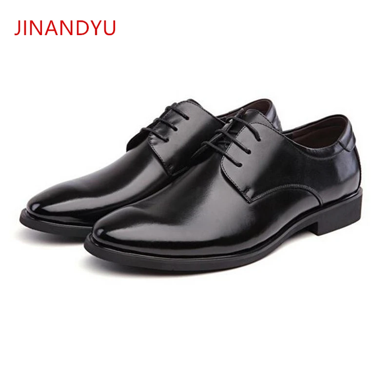 

JINANDYU Brand Classic Man Pointed Toe Dress Shoes Men Leather Black Wedding Shoes Oxford Formal Shoes for Men Business Oxfords