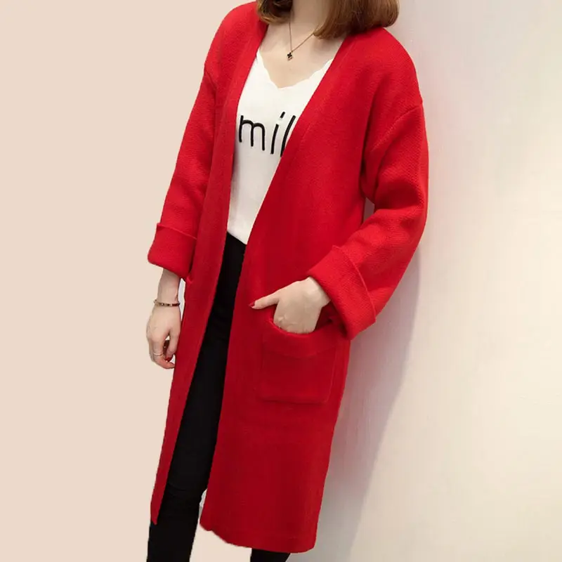 Новинка Женский весенне-осенне-зимний свитер высокого качества длинный кардиган
