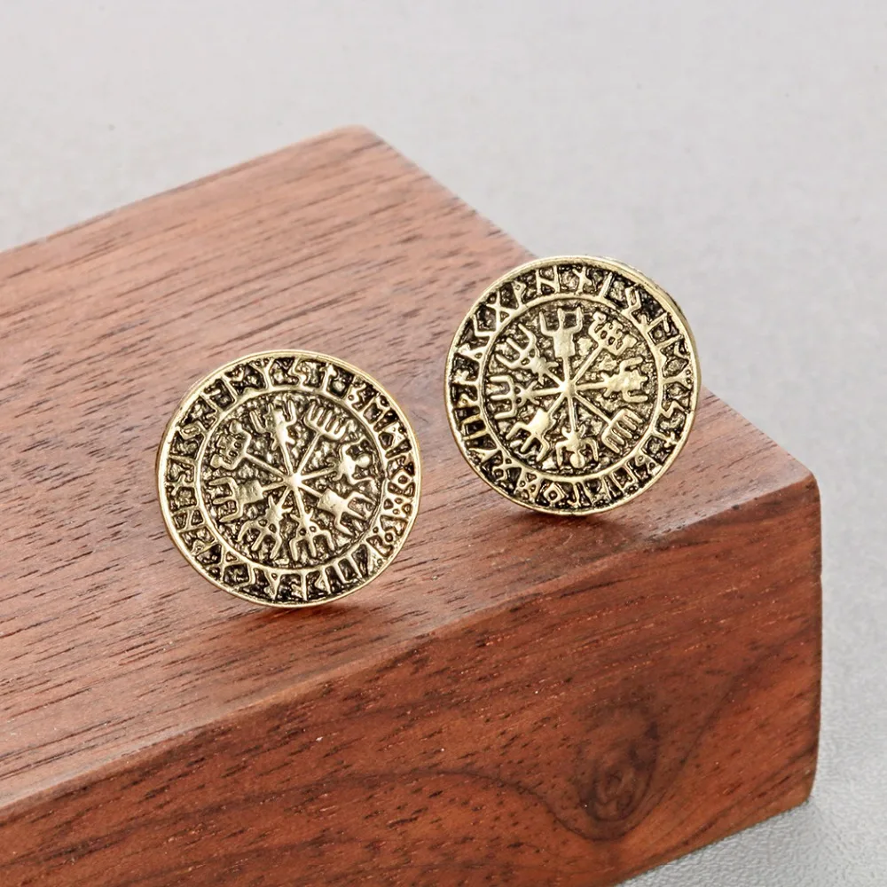 Серьги с компасом и рунами Vegvisir женские винтажные подвески Скандинавская