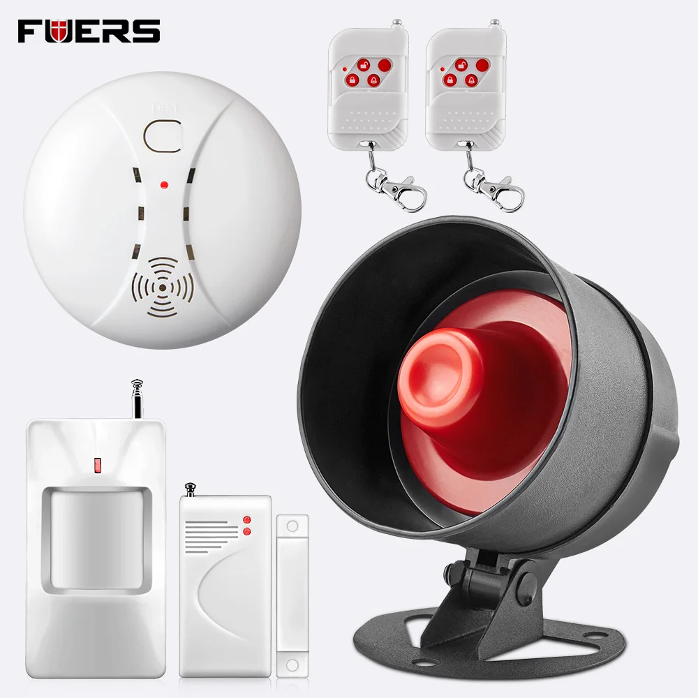 Kit 3 FUERS сирена домашняя система безопасности Беспроводная Сирена Громкий звук для дома гаража 100 дБ Громкость PIR детектор движения контроллер - Цвет: Kit 3