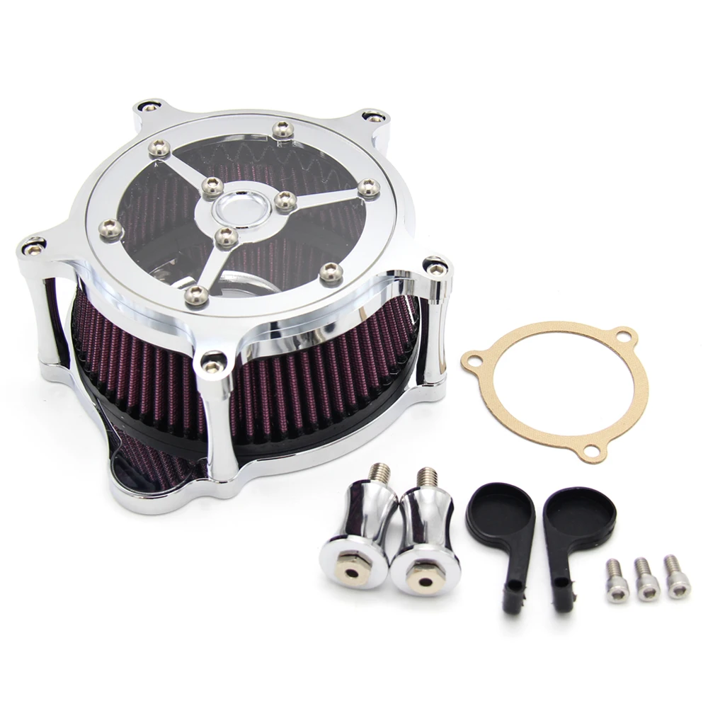 Мотоцикл ясность воздушный фильтр воздухоочиститель Набор хром/черный для Harley