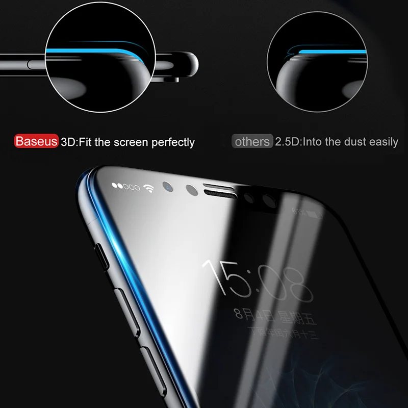 Baseus 3D Защита экрана для iPhone X защита от конфиденциальности закаленное стекло 10
