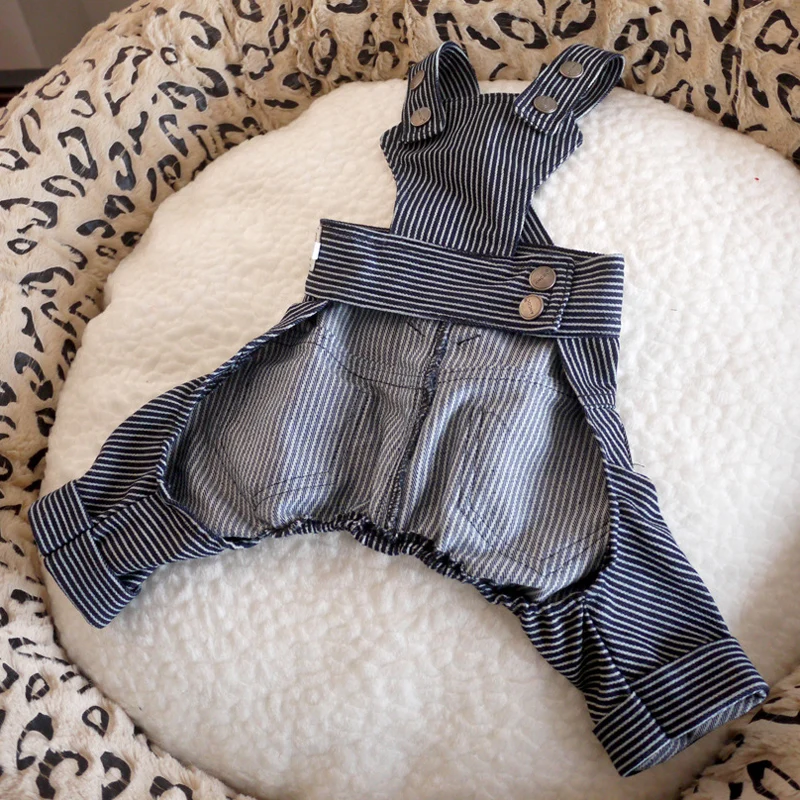 Джинсовый комбинезон для собаки полосатый джинсовый собак Pitbull чихуахуа брюки на