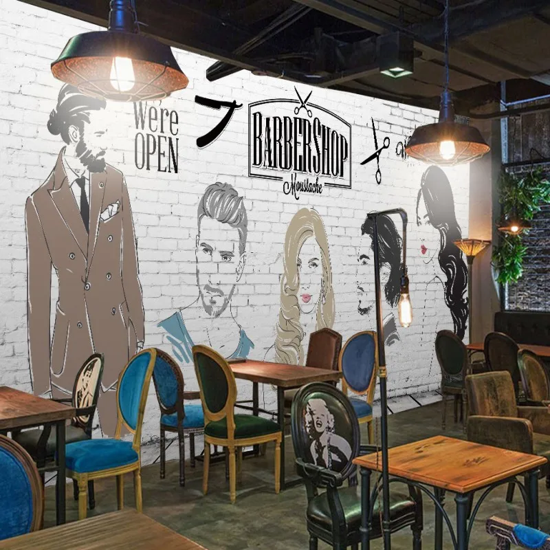 Пользовательские фото обои Кирпичная Стена ретро парикмахерские фоновые для