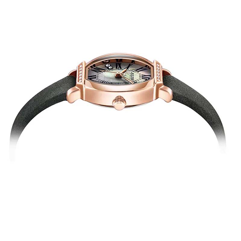 Часы женские из натуральной кожи с фианитом элегантные модные ретро-часы без