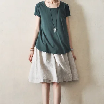 Де Голубь женщин Литературный аммиака хлопок сплошной цвет свободно юбка