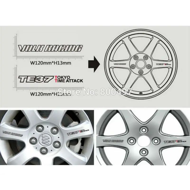 4 x новейший дизайн украшение для обода колеса автомобиля серия наклеек Volk Racing TE37