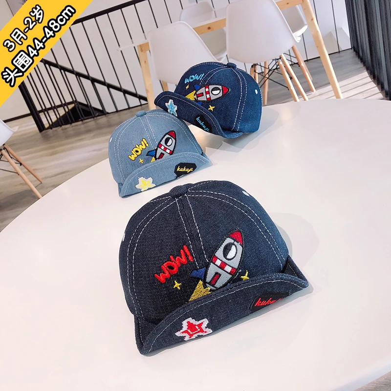 Новый шапочка для ребенка деним шляпа ракеты шаблон детей cap czapka dla dzieci