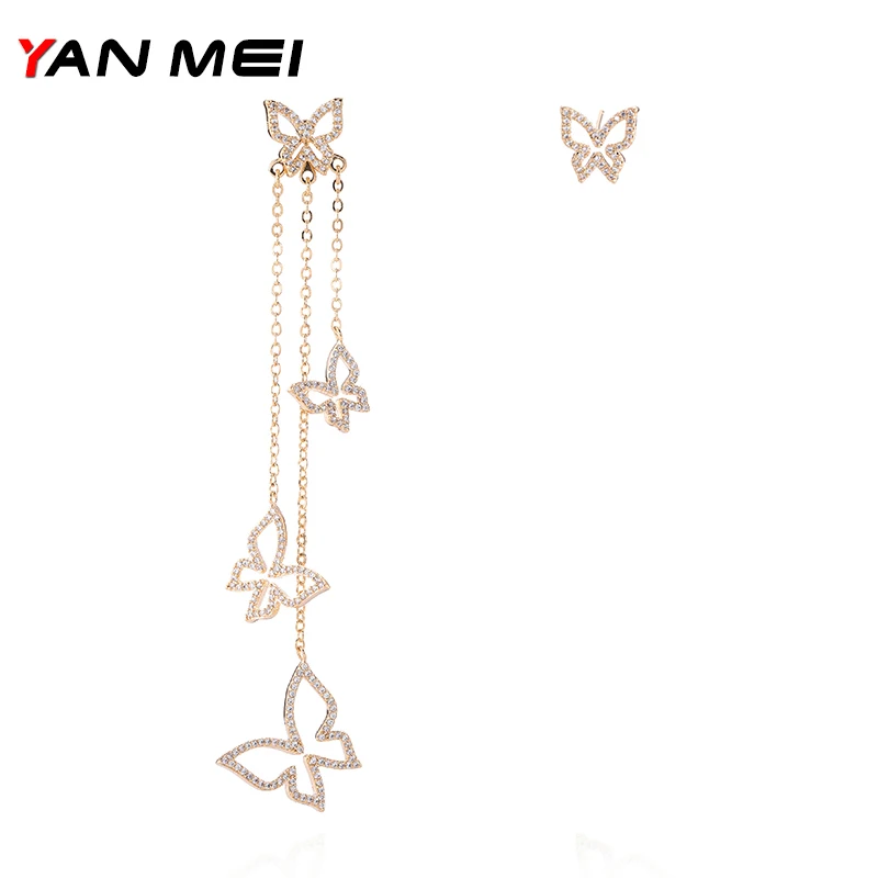 Женские асимметричные серьги бабочки YANMEI элегантные ажурные для вечеринок