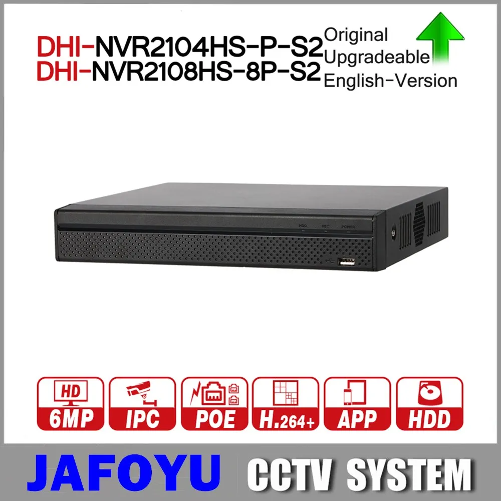 DH NVR2104HS P S2 4/8 CH POE NVR 1U PoE сетевой видеорегистратор Full HD 6MP запись для IP камеры с