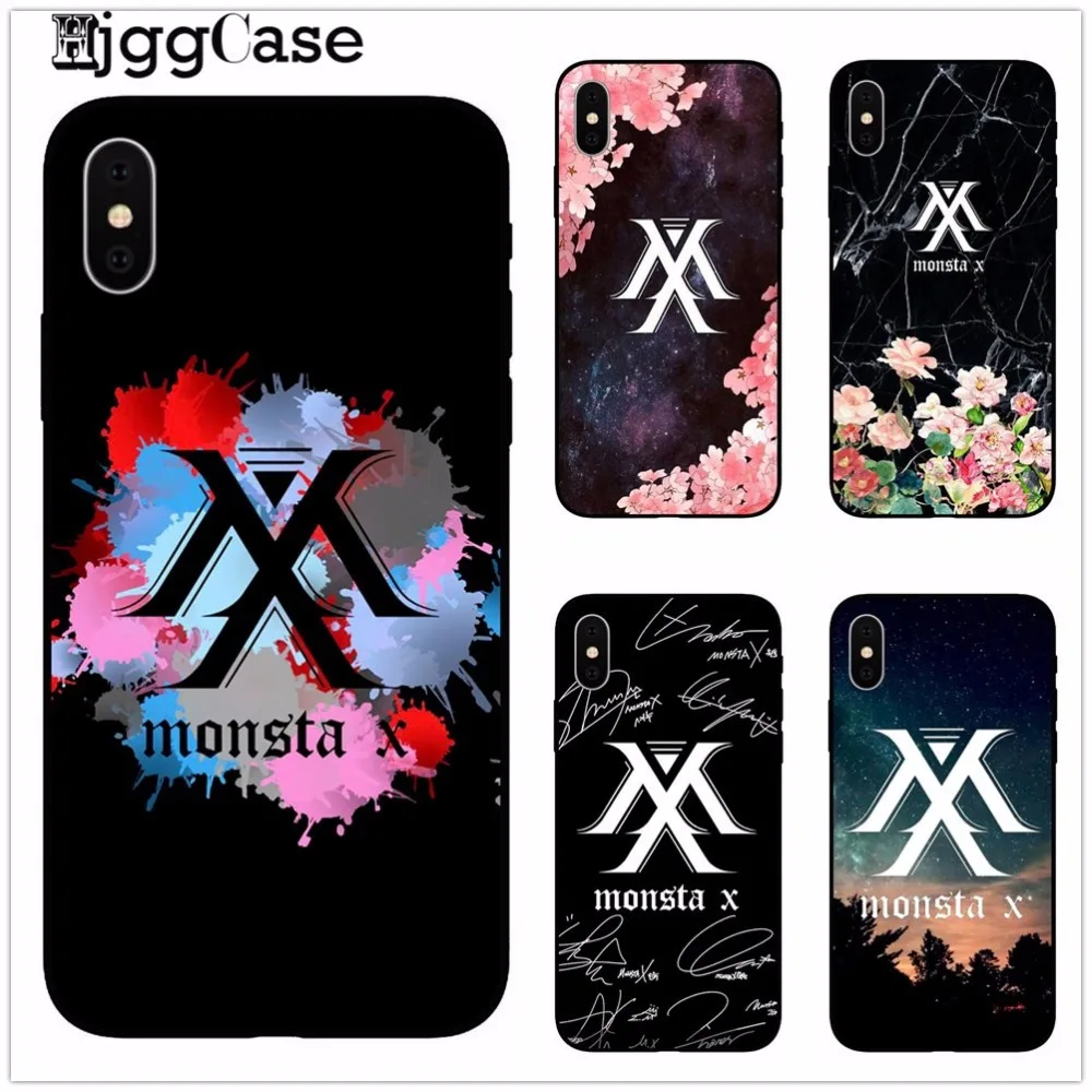 Чехол Monsta X KPOP Boy Group черный мягкий чехол для телефона iPhone 8 8Plus 7 7Plus 6 6s Plus 5 5S SE
