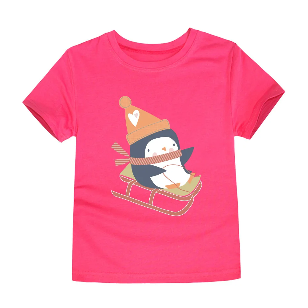 boys girls summer short sleeve cotton penguin t shirts kids tops baby clothing children tshirts for | Мать и ребенок