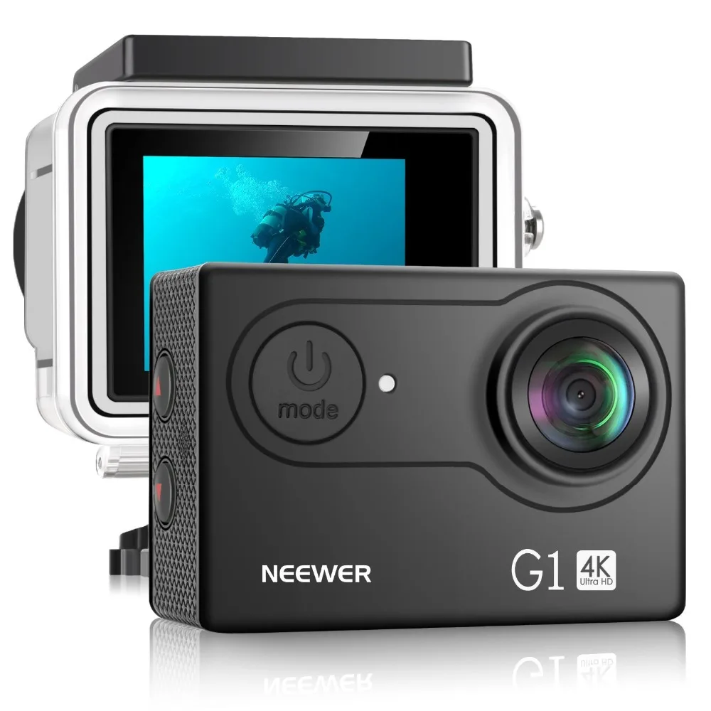 

Экшн-камера Neewer G1 Ultra HD 4K, 12 МП, водонепроницаемая, угол обзора 170 градусов, Wi-Fi