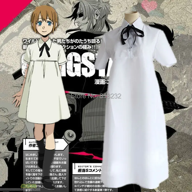 GANGSTA Nina White Short Sleeve Dress Nurse Uniform Outfit Cosplay Costumes |