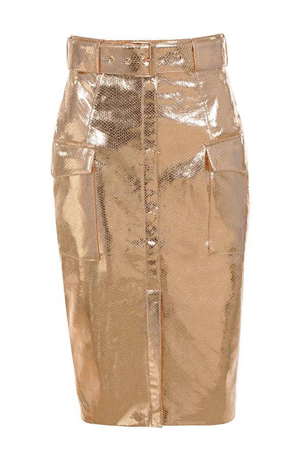 Top Quality Girl Sexy Bodycon Knee Length Button Leather Skirt Women Tight Club Pary Fashion Женская одежда