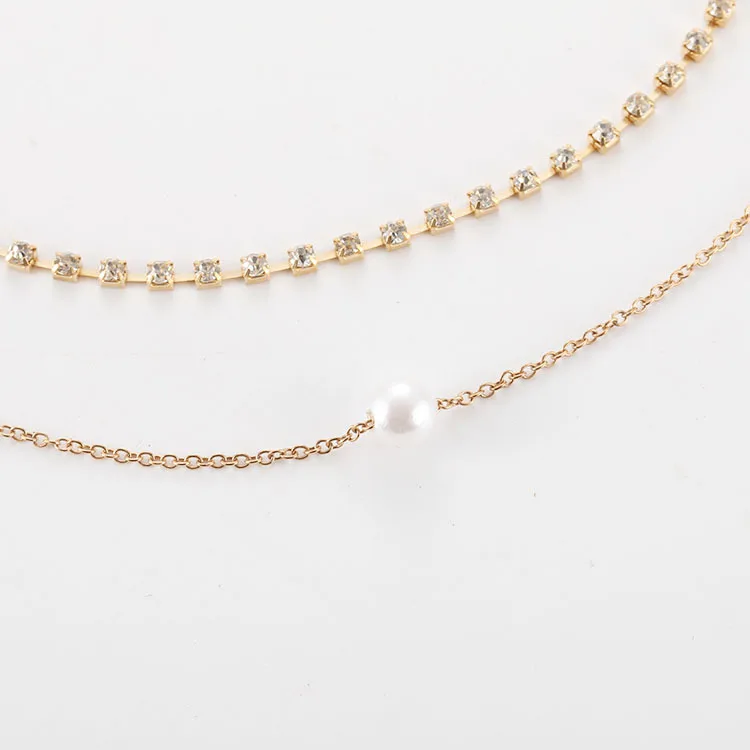 Женская многослойная подвеска с искусственным жемчугом короткое ожерелье