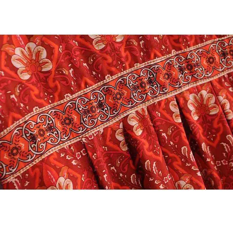 Boho красное пляжное платье с цветочной вышивкой женское 2018 повседневное