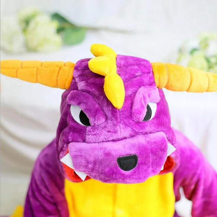 Мода взрослых пижамы Японии аниме Фиолетовый Spyro Дракон милые фланель животных
