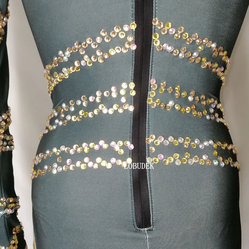

Nightclub Women DJ Singer Sparkly Rhinestones Bodysuit Sexy Leotard Costume Jazz Dance Team Bar Party Performance Stage Wear