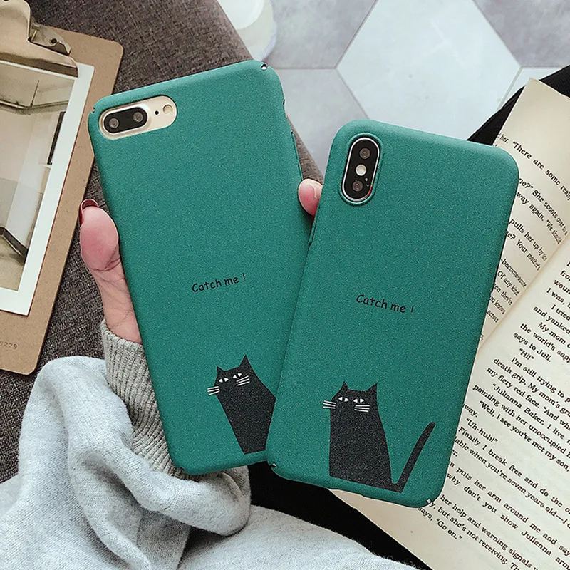 Rheinruby Couples Love Heart Frosted Case For iPhone X XS XR Max 7 8 Plus 6S Cute Cartoon Hard PC Phone Back Cover Coque |
