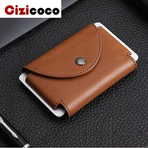 Crazy horse PU leather Credit Card Holder Blocking Reader Lock Bank Card Holder Aluminium Id Card Case Protection Metal Wallet