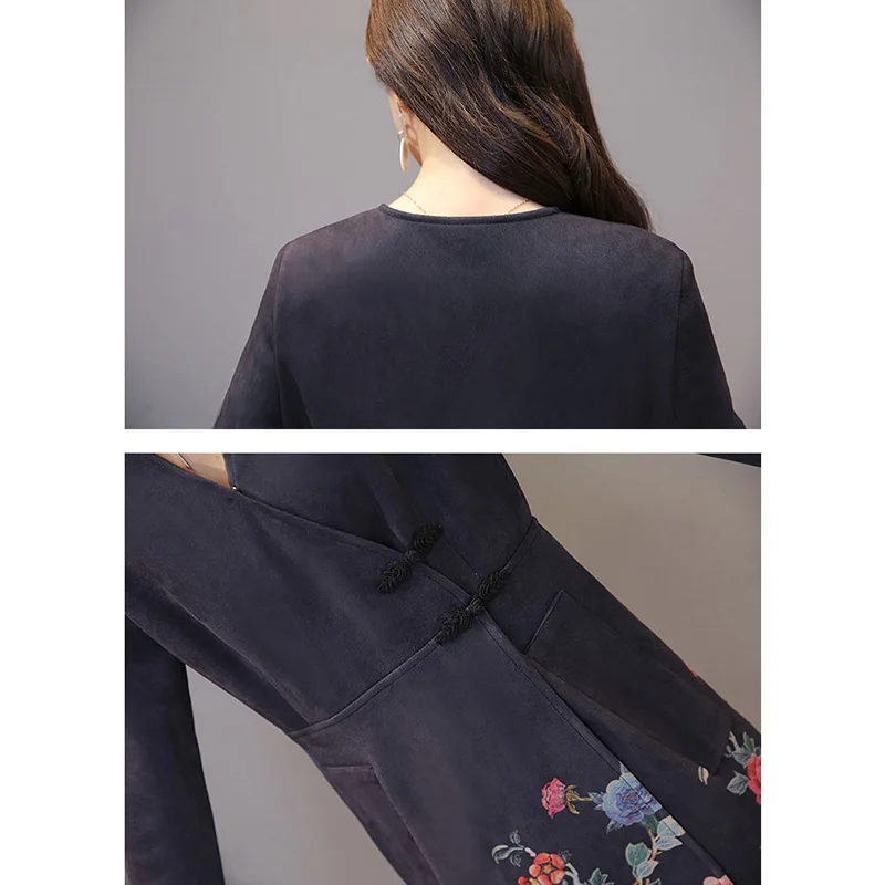 Высококачественное модное китайское национальное ветровое платье 2018 новое с v