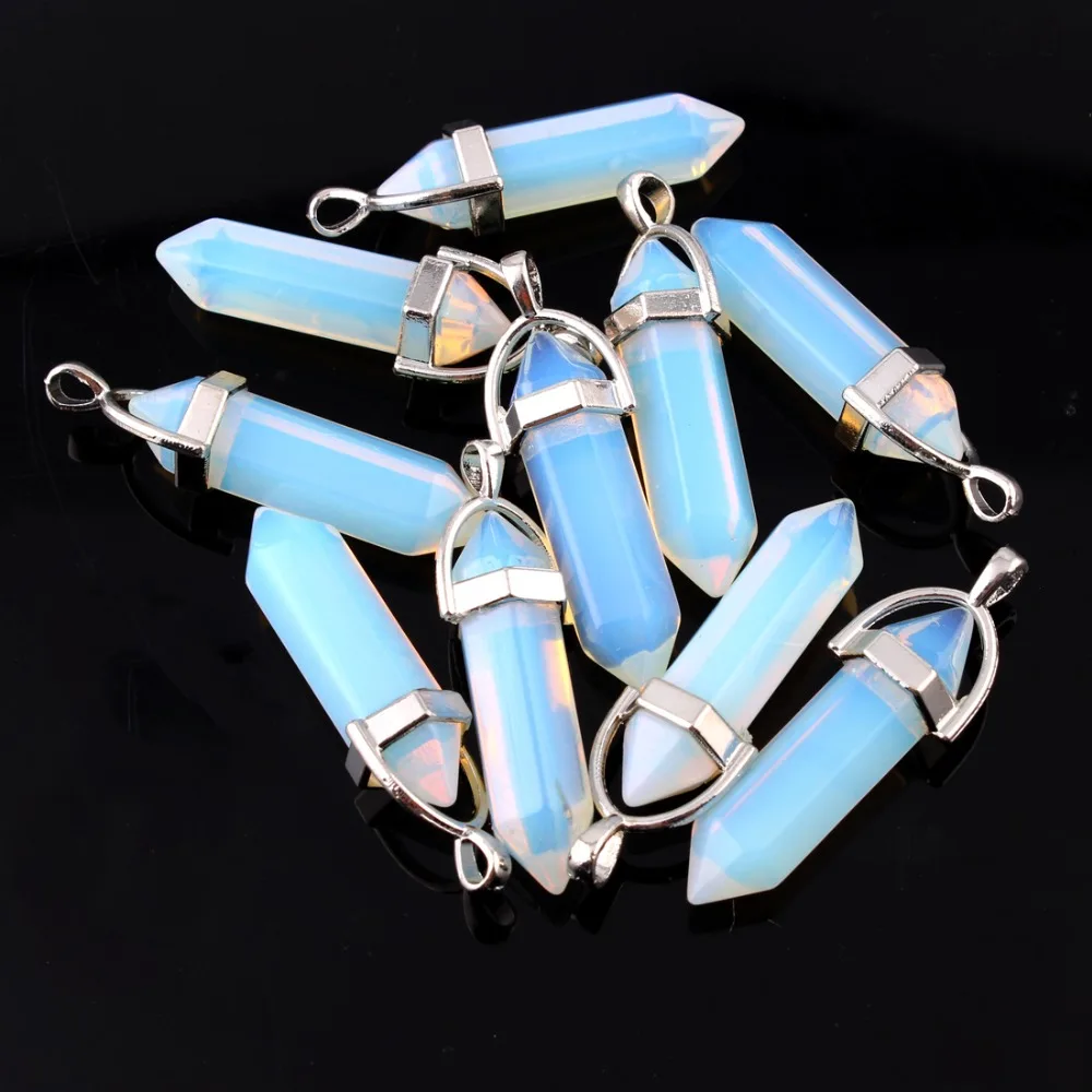10 шт. Опал Opalite Природных Смешанные Камни Камень Точка Шестигранный Кристалл