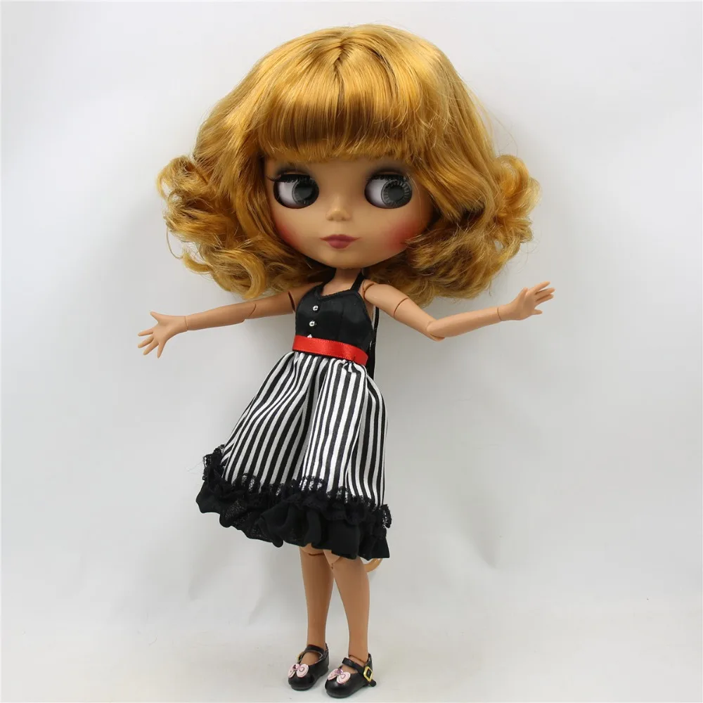 Ледяная кукла DBS Blyth 1/6 bjd для тела темная кожа матовое лицо коричневые золотистые