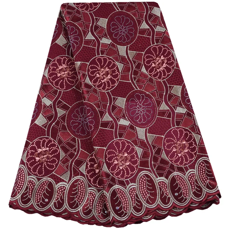 

African Dry Lace Fabric High Quality Wine 2019 Swiss Voile Lace In Switzerland Nigerian Dry Cotton Voile Lace For Woman Dress