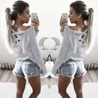 Модные топы, женская футболка с V-образным вырезом, свободная футболка с длинным рукавом, хлопковая повседневная одежда, модные женские рубашки