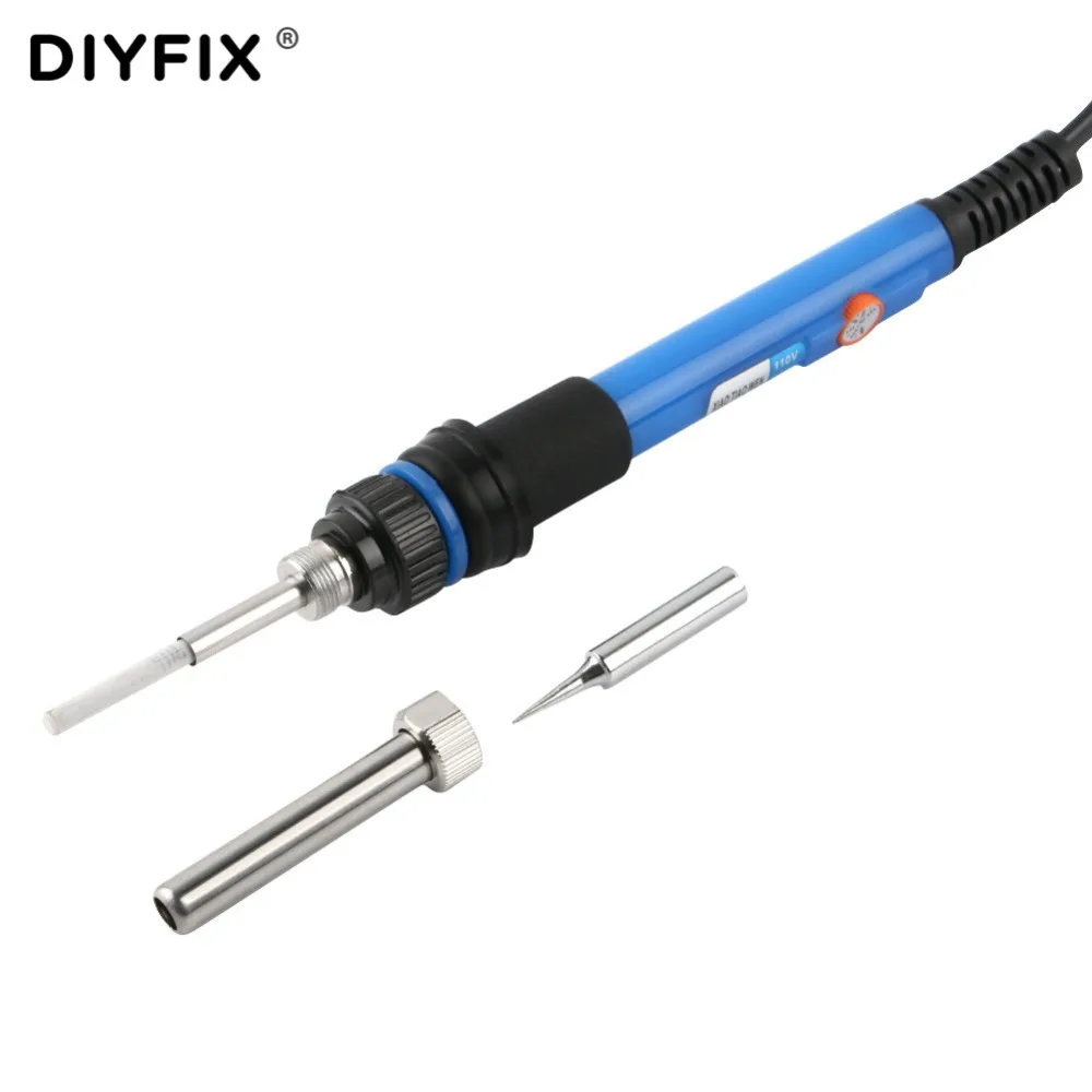 DIYFIX 60 Вт Электрический паяльник Регулируемая температура сварки паяльная станция тепловой карандаш с 5 шт. паяльник советы