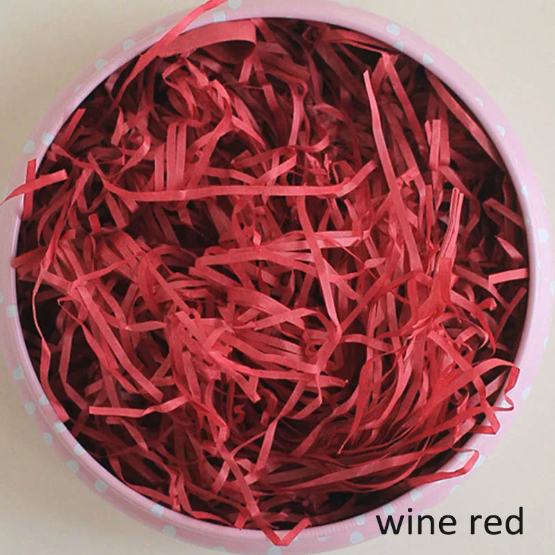 wine red Красочные 100 г рафия наполнитель подарочной коробки измельченная бумажная упаковка для свадебной вечеринки аксессуары Единорог вечерние украшения упаковка подарок - Цвет: wine red