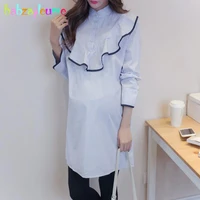spring autumn maternity clothes fashion stripe plus size pregnancy long cotton shirt blouse loose tops pregnant clothing bc1758