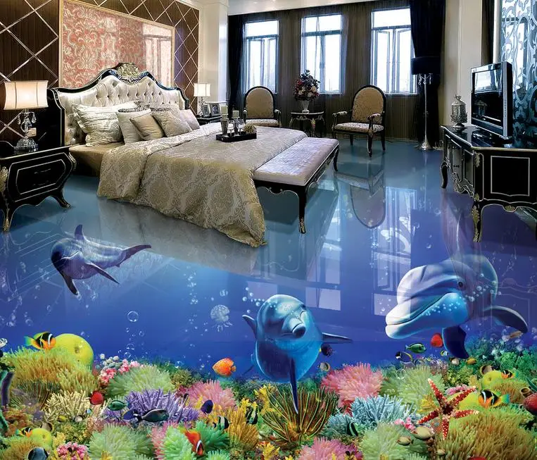 Виниловые 3D обои с рисунком дельфина настенные 3d для гостиной плитки ванной