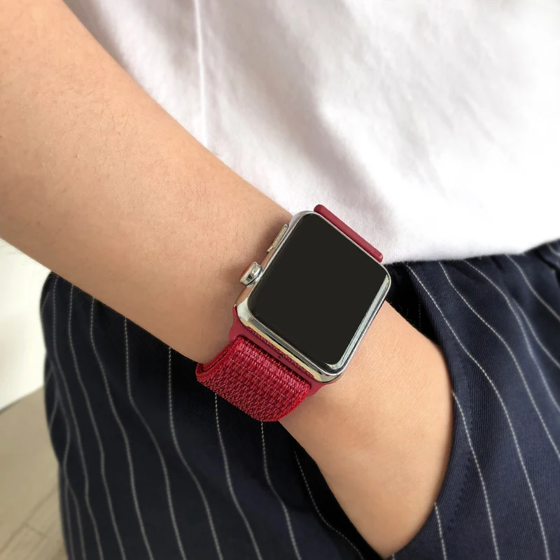Для наручных часов Apple Watch, версии 3/2/1 38 мм 42 мм нейлон мягкий дышащий нейлон для наручных часов iWatch, сменный ремешок спортивный бесшовный series4/5 40 мм 44 мм