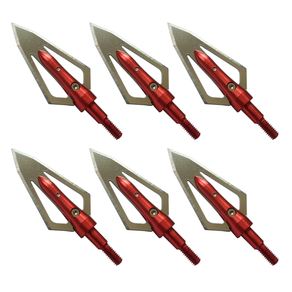 

6Pcs Steel Flat Broadheads 100 Grain Screw Thread 0.9" Cut Archery Arrowheads