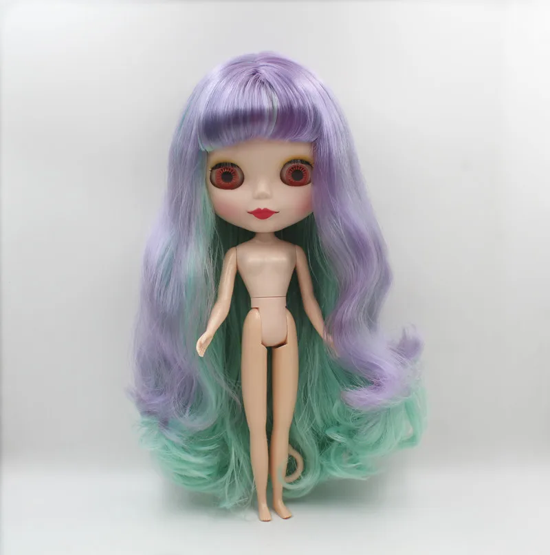 Кукла Blygirl кукла Blyth фиолетово-зеленая челка с завитками обычное тело 7 шарнирных