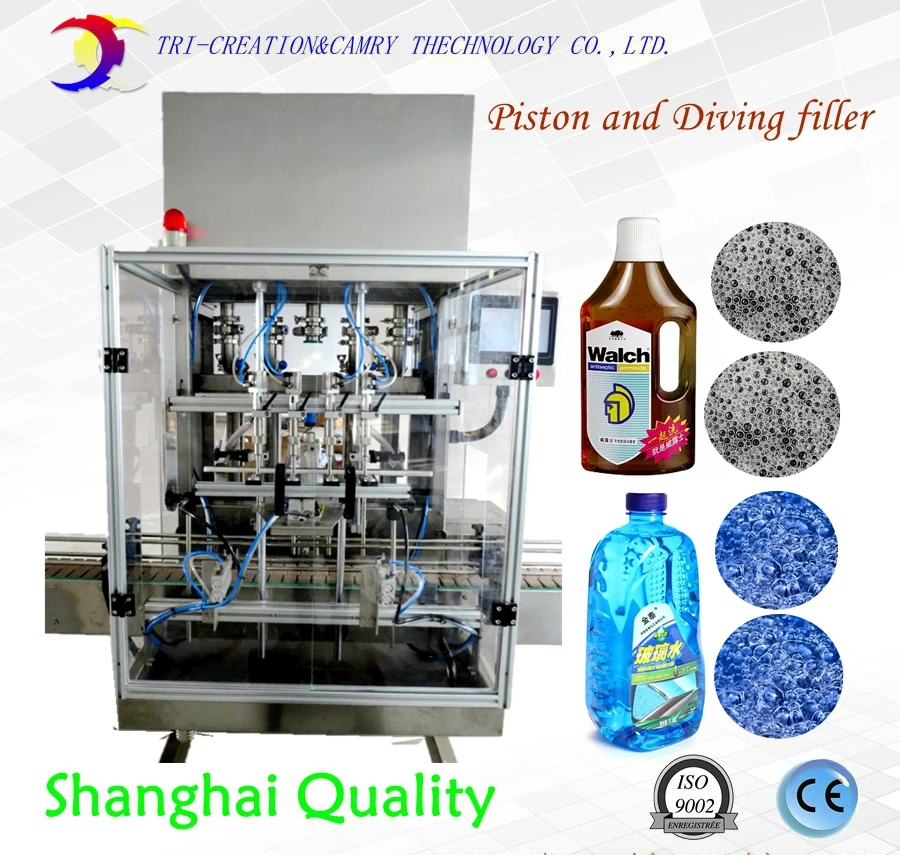 bottle filling machine for glass cleaner,4 nozzles 5L 316L,foamy detergent filling machine,diving and piston filler