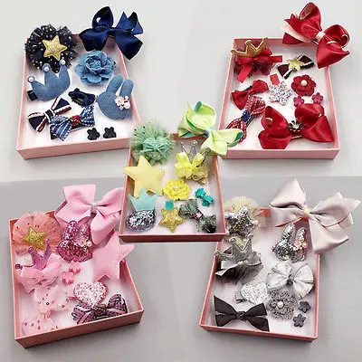 Kid Accessories 10pcs Kids Baby Girls Bowknot Hair Clips Accessory Flower Barrette Pins Gift Set | Детская одежда и обувь