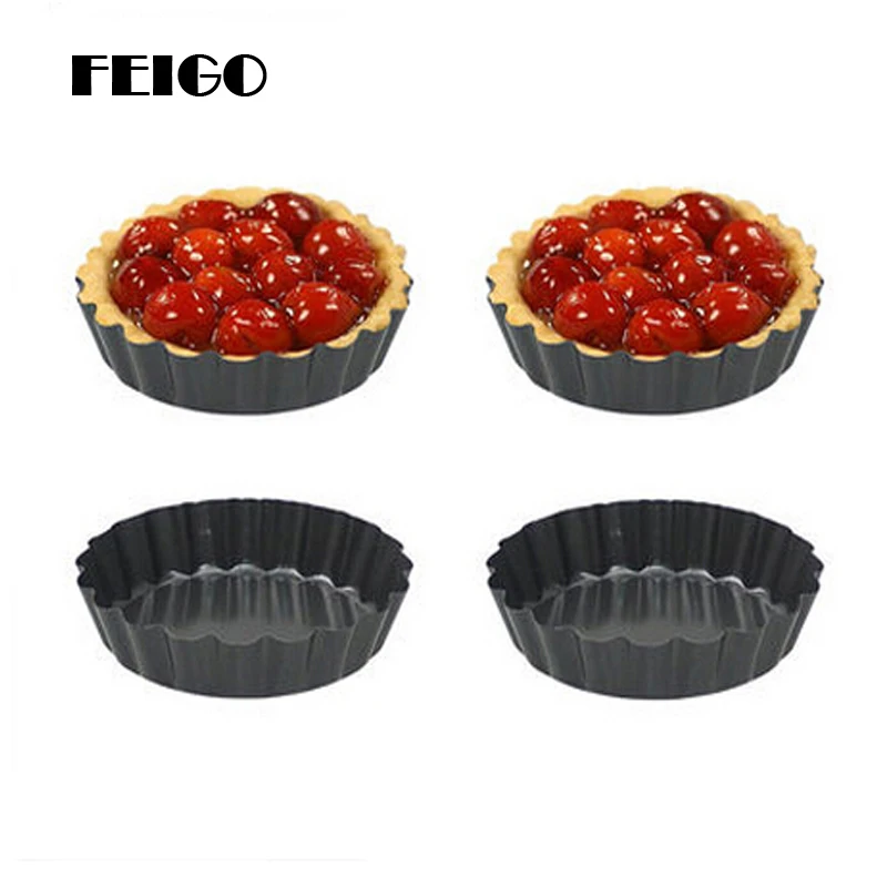 

FEIGOLO Chiffon Cake Mold Carbon Steel Removable Bottom Quiche Pan Round Heart Cake Mold Pan DIY Baking Mold Kitchen Gadget F460
