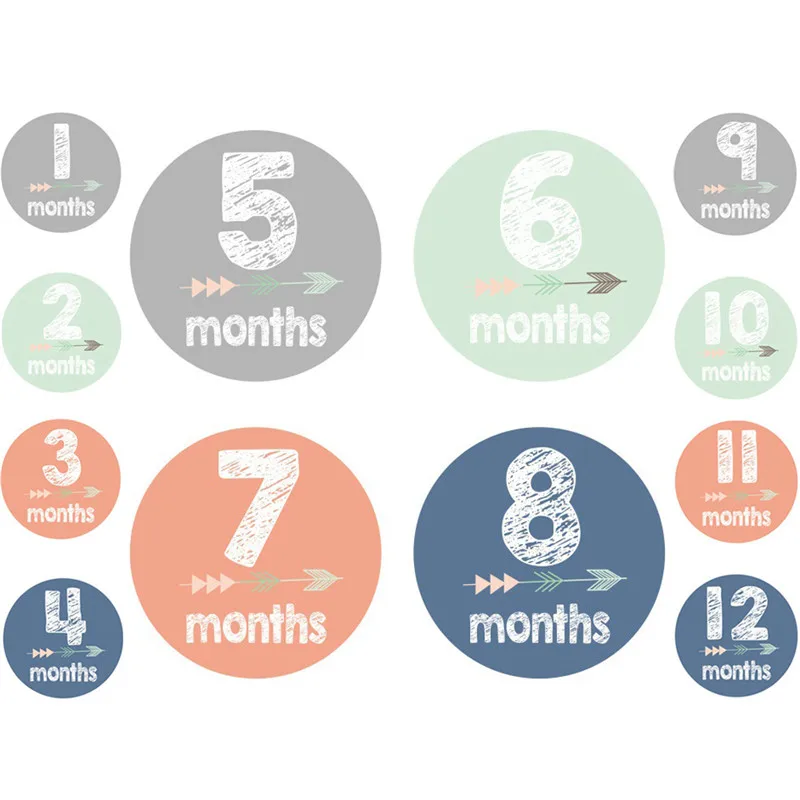 

12 Pcs/set Newborn 12 Months Sticker Milestone Blanket with Marker & Milestone Cards for Baby Boy & Girl Applique Sticker