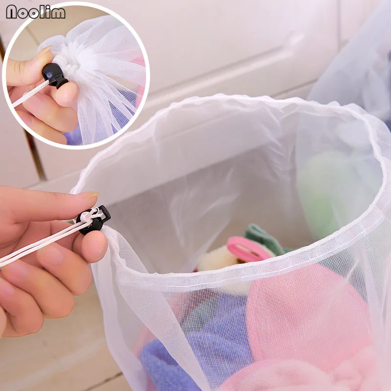 NOOLIM 3 Pieces/Lot White Mesh Laundry Bags Travel Delicates Clothing Drawstring Washing Bag for Underwear Socks and Clothes | Дом и сад