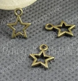 

300pcs/lot alloy bead Antique Bronze Plated Star Shape Charms Pendants Fit Jewelry necklace Findings Making DIY 13*10MM JXA2031